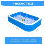 Inflatable 120" X 72" X 22" Pool, Big Rectangle for Family