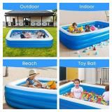Inflatable 120" X 72" X 22" Pool, Big Rectangle for Family