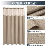 N&Y HOME Waffle Weave Shower Curtain Set - 71x72, Linen