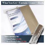 N&Y HOME Waffle Weave Shower Curtain Set - 71x72, Linen