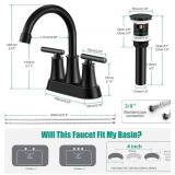 $63 Black Bathroom Faucet 2-Handle Set of 2, 4 Inch Matte Black