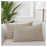 VOILYBIRD Pack of 2 Boucle Pillow Covers 12x20", BLACK.