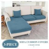 Couch Cushion Slipcovers L Shape with Pillowcases (2+1, Blue)