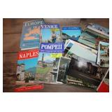 Vtg. Post Cards and More in Wood Crate