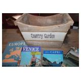 Vtg. Post Cards and More in Wood Crate
