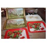5 Vintage Metal Serving Trays