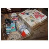 Storage Boxes w/Vtg. Patterns, Notions, Ribbon & More