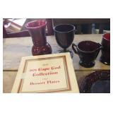 Vintage Ruby Red Glass Plates, Vase & More