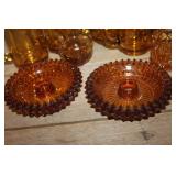 Vtg. Amber Glass Candlestick Holders & More