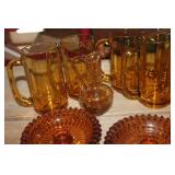 Vtg. Amber Glass Candlestick Holders & More