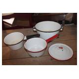 Vtg. Enamelware Pots and Lid