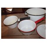 Vtg. Enamelware Pots and Lid