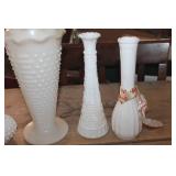 5 Milk Glass Vases