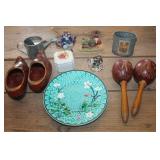 Vtg. Trinket Box, Wooden Shoes & More
