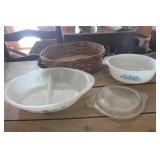 Fire King Casserole Dish, Pyrex Holder & More