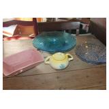 Blue Glass Serving Dishes & More