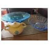 Blue Glass Serving Dishes & More