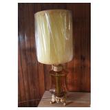 Vtg. Working  MCM 2 Way Amber Glass Lamp 40" Tall
