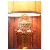 Vtg. Working  MCM 2 Way Amber Glass Lamp 40" Tall