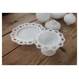 Vintage Milk Glass Plate & More