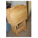 Wood Folding TV Tray Tables with Caddy Stand