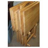 Wood Folding TV Tray Tables with Caddy Stand