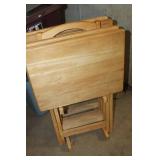 Wood Folding TV Tray Tables with Caddy Stand