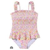 Floral Smocked Girls Swimsuit
