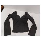 Black Long Sleeve Crop Top, Sm