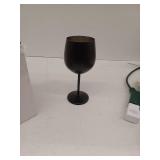Lifecapido Black Stainless Steel Wine Glasses Set of 4