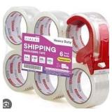 Heavy Duty Clear Shipping Tape 6-Pack with Dispenser