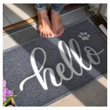 Hello Welcome Mat, Gray, 17.5 x 29 Inch