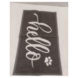Hello Welcome Mat, Gray, 17.5 x 29 Inch