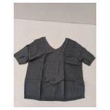 Womens V Neck Shirt, Dark Gray, Large