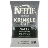 Kettle Brand Potato Chips  Krinkle Cut  Salt & Fresh Ground Pepper Kettle Chips  7.5 oz Bag, 11 Bags, BB 3/29/2025