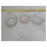 Cut Glass Dessert Bowls Set of 3 - Star Pattern