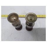 Mercury Glass Candlesticks - Pair of Decorative Holders