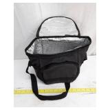 Black Canvas Insulated Bag with Leather Accent