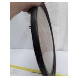Antique Oval Wood Frame Floral Print Under Glass