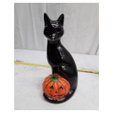 Vintage Halloween Black Cat with Pumpkin Decoration Tea Light