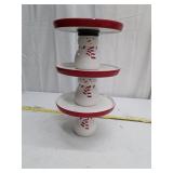 3-Tier Ceramic Snowman Holiday Serving Stand