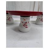 3-Tier Ceramic Snowman Holiday Serving Stand