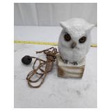 Antique Ceramic Owl Table Lamp with Brown Cord