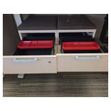 Contents of Cubicle, Height Adjustable Desk, Storage Filing Cabinet, (2) Small Filing Cabinets