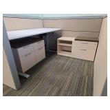 Contents of Cubicle, Height Adjustable Desk, Storage Filing Cabinet, (2) Small Filing Cabinets