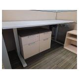 Contents of Cubicle, Height Adjustable Desk, Storage Filing Cabinet, (2) Small Filing Cabinets