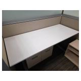 Contents of Cubicle, Height Adjustable Desk, Storage Filing Cabinet, (2) Small Filing Cabinets