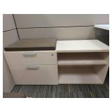 Contents of Cubicle, Adjustable Desk, L Shaped Desk, Storage Filing Cabinet, (2) Small Filing Cabinets