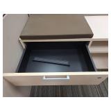 Contents of Cubicle, Adjustable Desk, L Shaped Desk, Storage Filing Cabinet, (2) Small Filing Cabinets