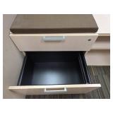 Contents of Cubicle, Adjustable Desk, L Shaped Desk, Storage Filing Cabinet, (2) Small Filing Cabinets
